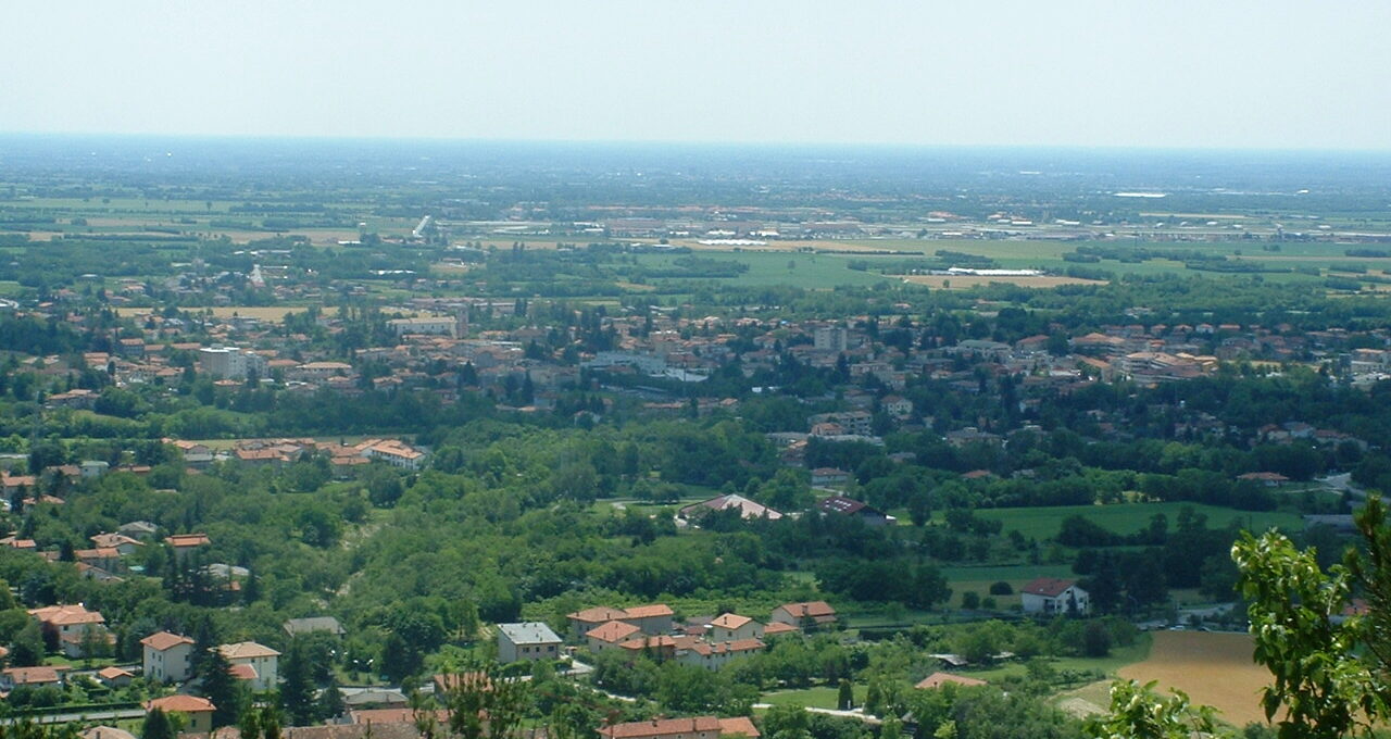 View over the town of Aviano and the Friulian plain